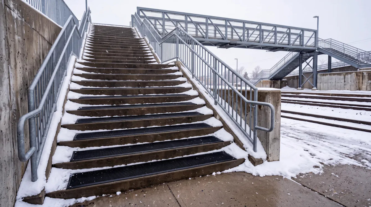HeatTrak mats on stairs at a rail station