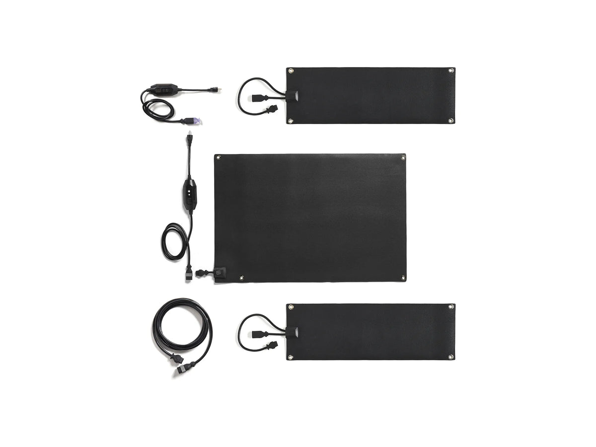 HeatTrak Entrance Kit featuring one 24"x36" Entrance Mat, two 10"x30" stair mats, an extra power unit, and a 10ft extension cable.