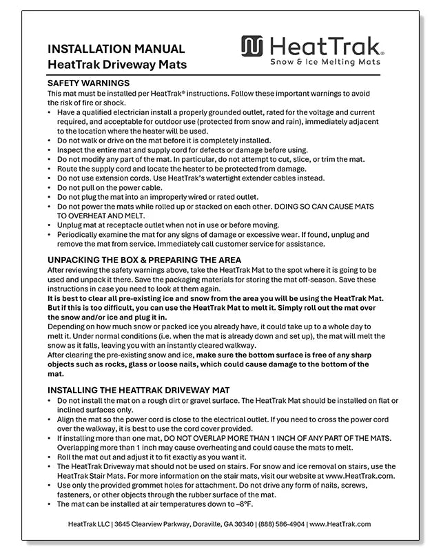 HeatTrak PRO Mats Instructions Cover English Version