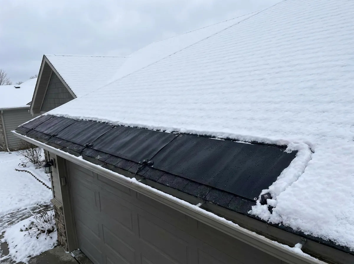 HeatTrak Walkway mats being used on a roof to prevent ice damns